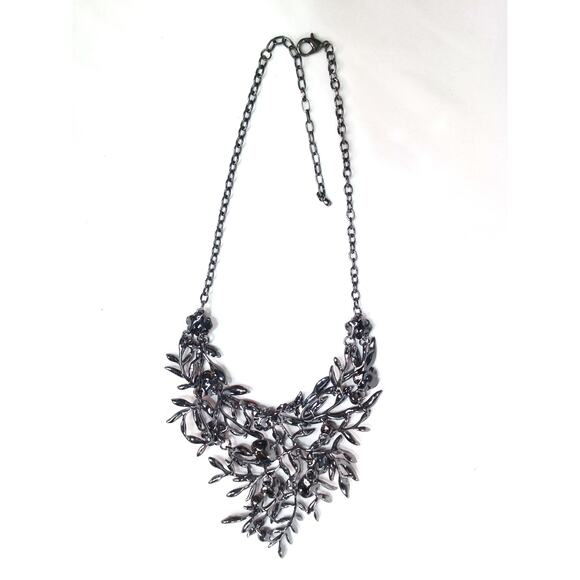 Red Necklace BriLove Crystal Blossom Floral  Leaf Collar Matching Earrings Set - Picture 11 of 16